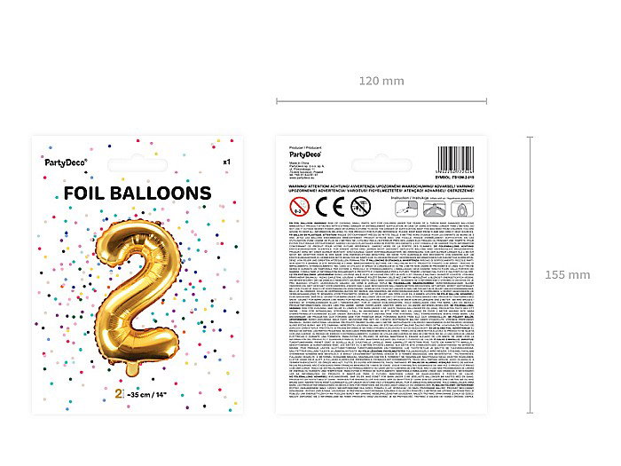 PD BALON FOLIE ALUMINIU Number "2", 35cm, gold FB10M-2-019 [4]