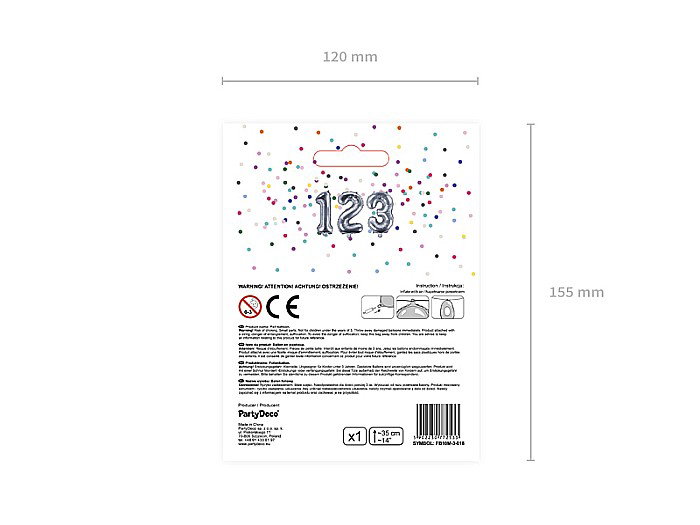 PD BALON FOLIE ALUMINIU Number "3", 35cm, silver FB10M-3-018 [5]