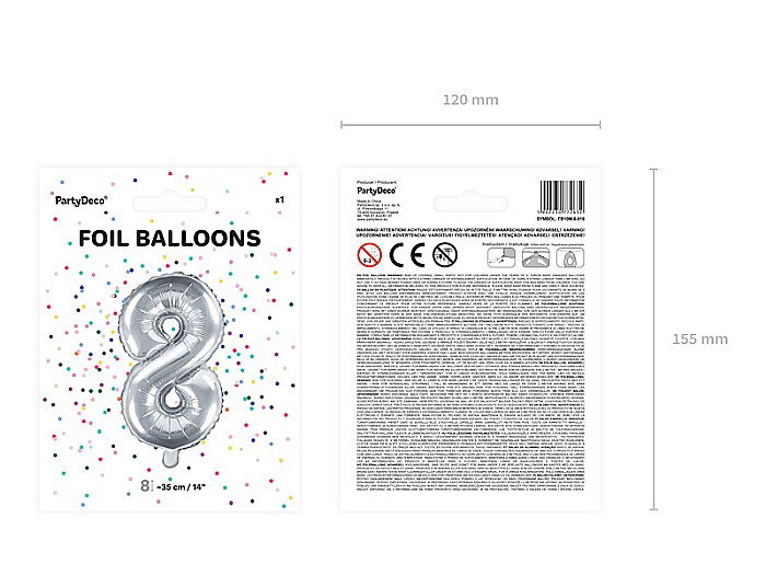 PD BALON FOLIE ALUMINIU Number "8", 35cm, silver FB10M-8-018 [4]
