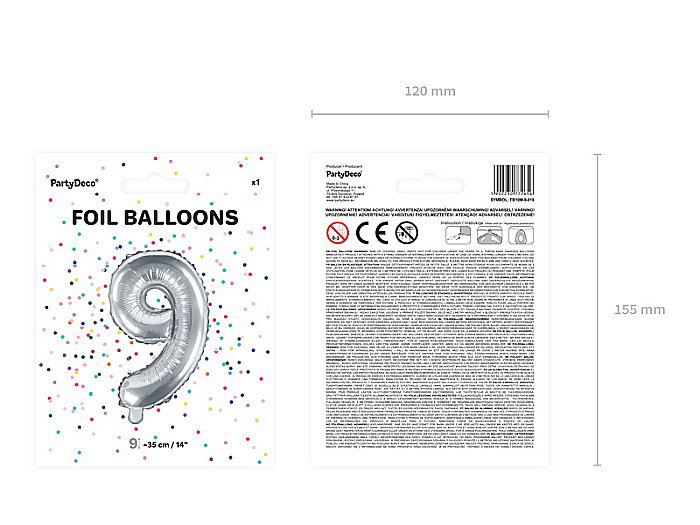 PD BALON FOLIE ALUMINIU Number "9", 35cm, silver FB10M-9-018 [4]