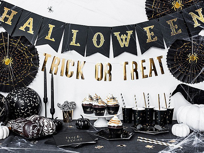 PD FARFURII CARTON Trick or Treat, 20cm, black with gold pattern, 6/set TPP20 [6]