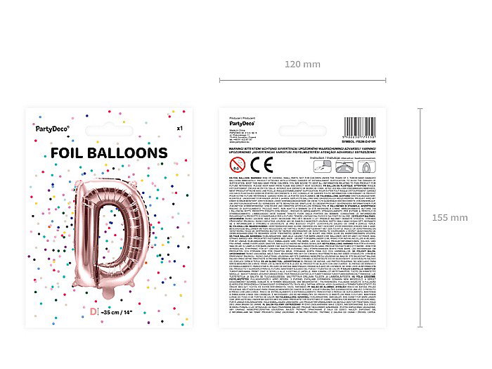 PD BALON FOLIE ALUMINIU Letter "D", 35cm, rose gold FB2M-D-019R [7]