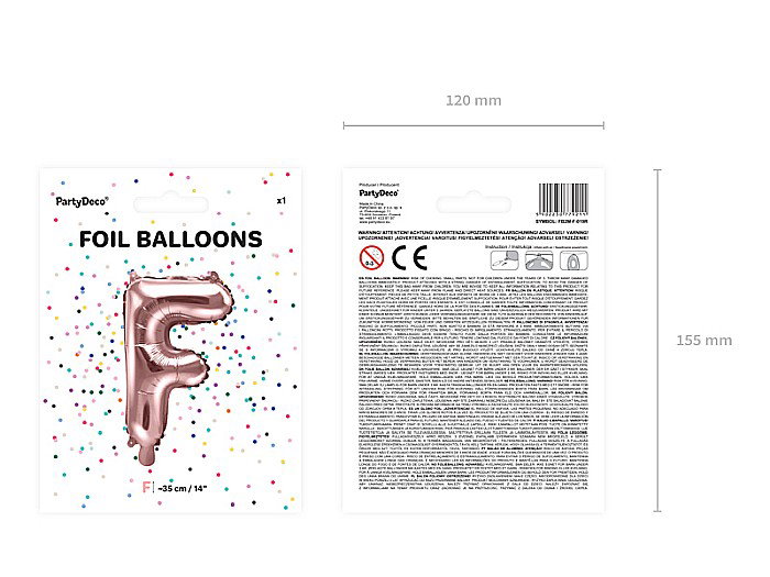 PD BALON FOLIE ALUMINIU Letter "F", 35cm, rose gold FB2M-F-019R [4]