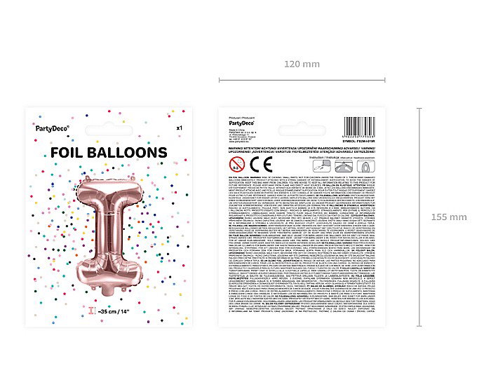 PD BALON FOLIE ALUMINIU Letter "I", 35cm, rose gold FB2M-I-019R [4]