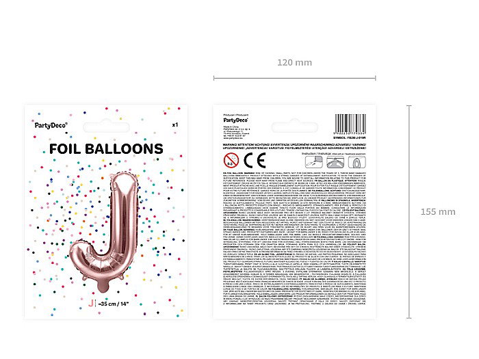 PD BALON FOLIE ALUMINIU Letter "J", 35cm, rose gold FB2M-J-019R [4]