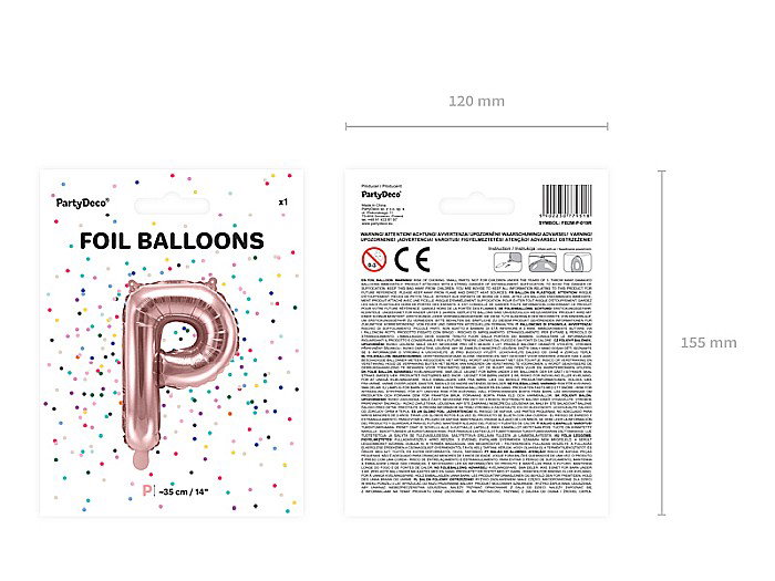 PD BALON FOLIE ALUMINIU Letter "P", 35cm, rose gold FB2M-P-019R [8]