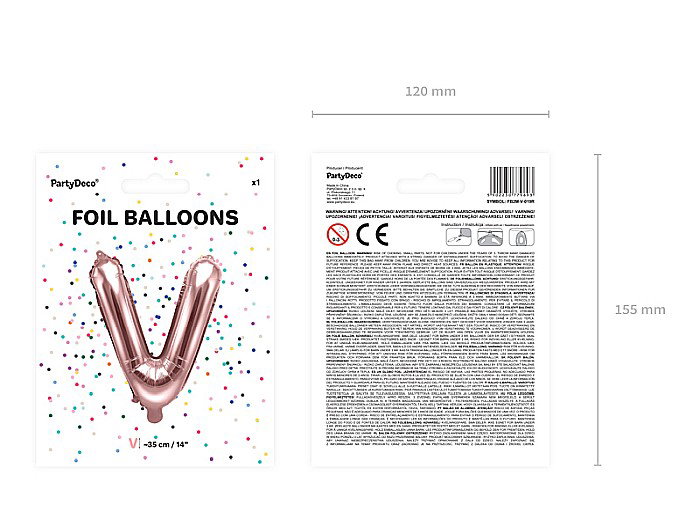 PD BALON FOLIE ALUMINIU Letter "V", 35cm, rose gold FB2M-V-019R [5]