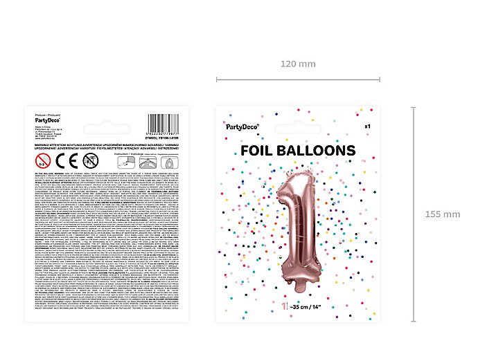 PD BALON FOLIE ALUMINIU Number "1", 35cm, rose gold FB10M-1-019R [6]