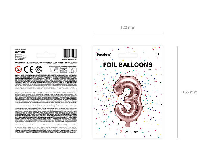 PD BALON FOLIE ALUMINIU Number "3", 35cm, rose gold FB10M-3-019R [7]