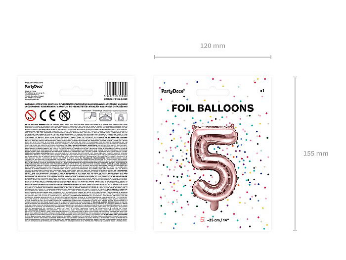 PD BALON FOLIE ALUMINIU Number "5", 35cm, rose gold FB10M-5-019R [5]