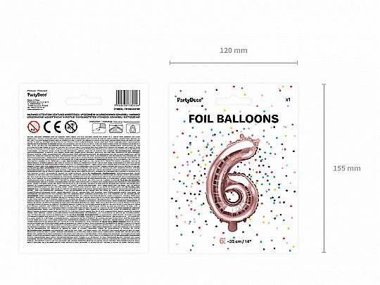 PD BALON FOLIE ALUMINIU Number "6", 35cm, rose gold FB10M-6-019R [8]