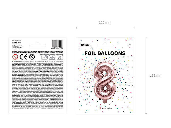 PD BALON FOLIE ALUMINIU Number "8", 35cm, rose gold FB10M-8-019R [6]