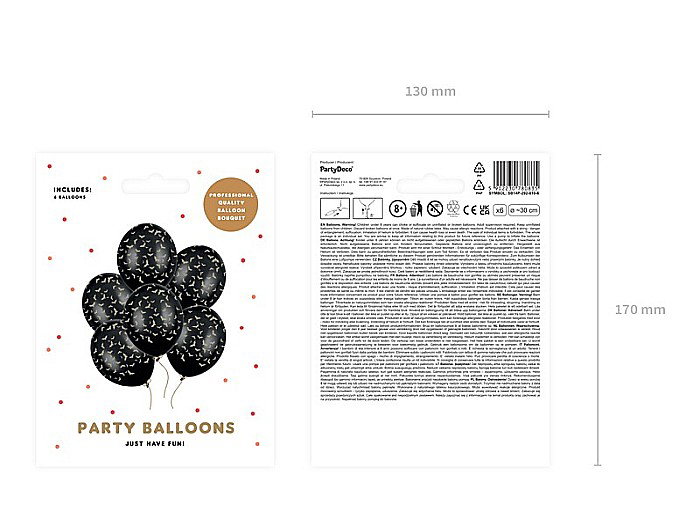 PD BALOANE Balloons 30cm, Bats, Pastel Black 6/set SB14P-292-010-6 [3]