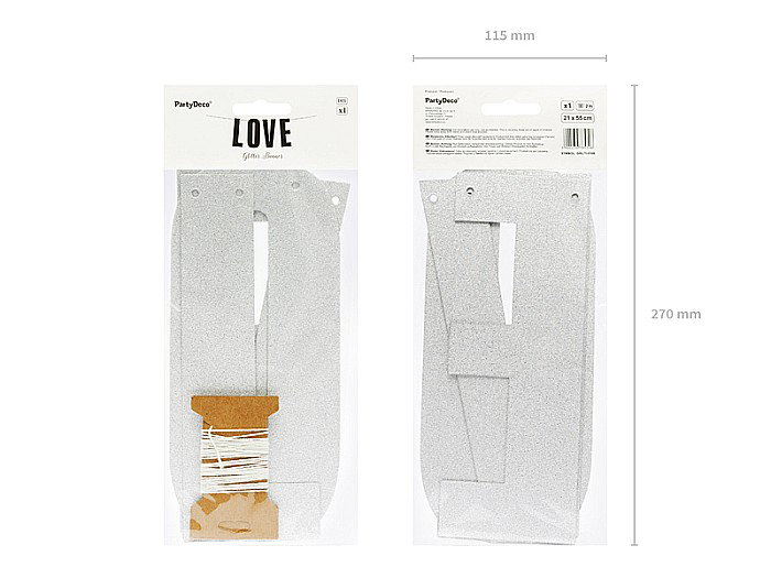 PD BANNER Love, silver, 21x55cm GRL71-018B [4]