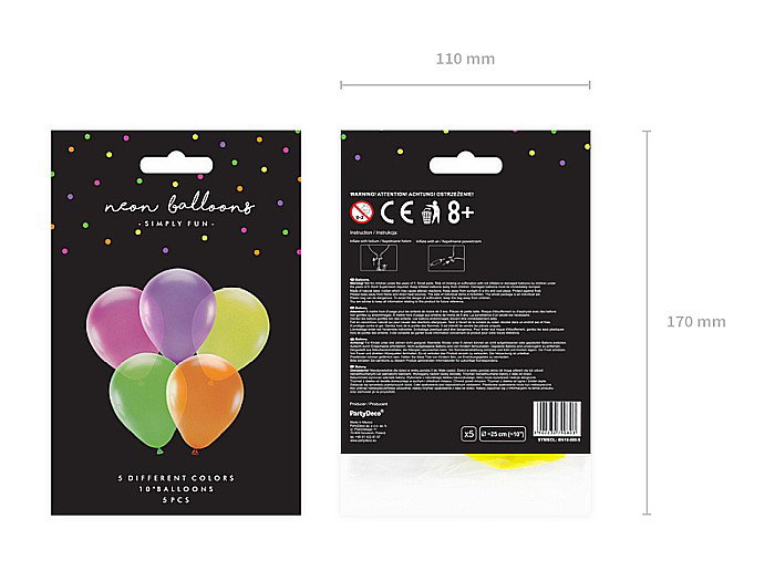 PD BALOANE Neon Balloons 25cm, mix 5/SET BN10-000-5 [3]