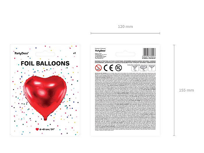 PD BALON FOLIE ALUMINIU Heart, 61cm, red FB23M-007 [5]
