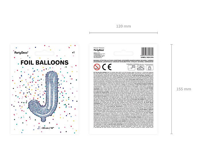 PD BALON FOLIE ALUMINIU Letter "J", 35cm, holographic FB2H-J-018 [3]