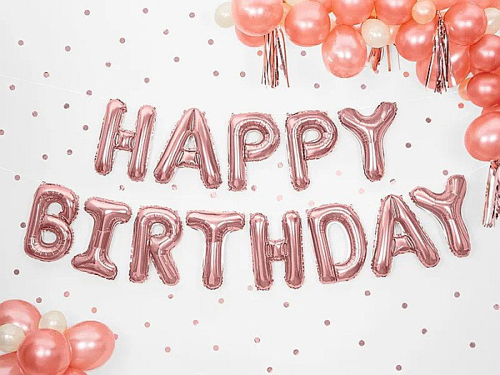 PD BALON FOLIE ALUMINIU Happy Birthday, 340x35cm, rose gold FB6M-019R [2]