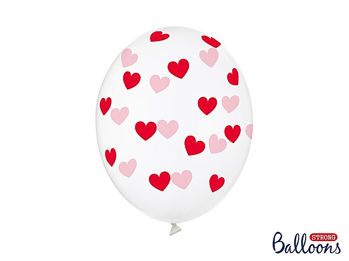 PD BALOANE Balloons 30cm, Hearts, Crystal Clear, red 6/SET SB14C-228-099R-6 [1]
