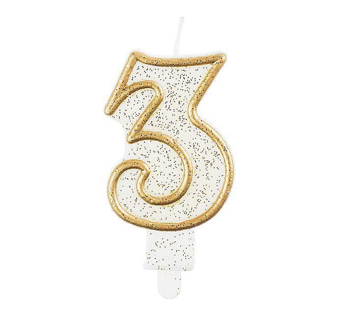 GOD LUMANARI TORT Number 3, gold outline, 6.5cm PF-SCZK3 [1]