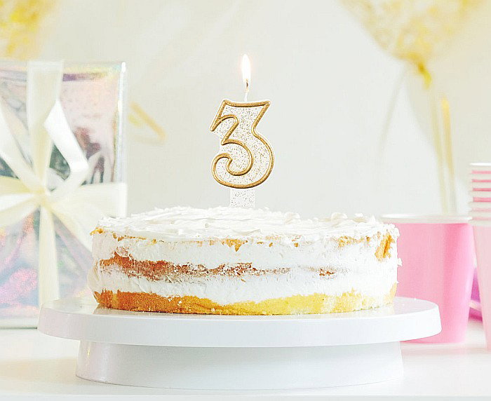 GOD LUMANARI TORT Number 3, gold outline, 6.5cm PF-SCZK3 [2]
