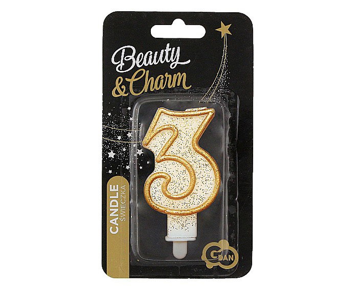 GOD LUMANARI TORT Number 3, gold outline, 6.5cm PF-SCZK3 [3]