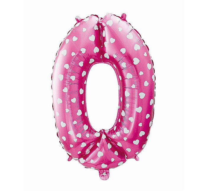 GOD BALON FOLIE ALUMINIU digit 0, 61cm, pink with hearts HS-C26R0 [1]