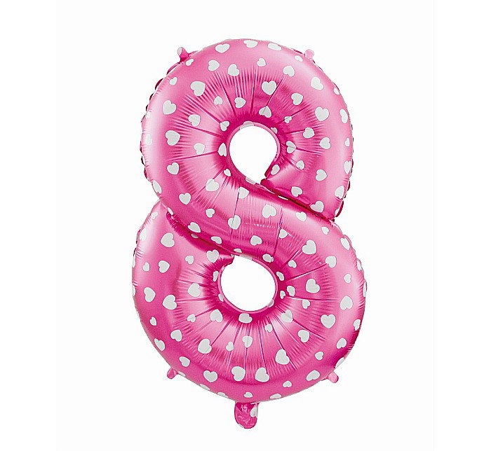 GOD BALON FOLIE ALUMINIU digit 8, 61cm, pink with hearts HS-C26R8 [1]