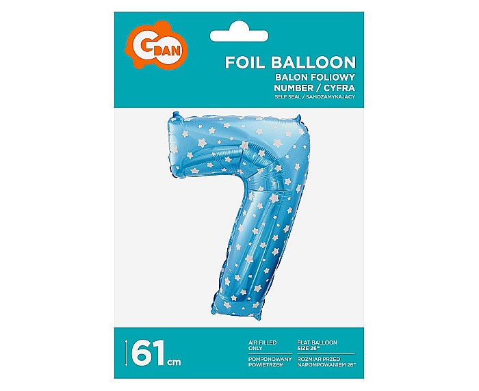 GOD BALON FOLIE ALUMINIU digit 7, 61cm, blue with stars HS-C26N7 [2]