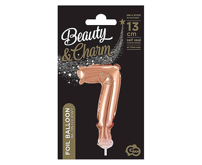 GOD BALON FOLIE ALUMINIU with stick, Number 7, rose-gold, 13cm BC-5RZ7 [3]