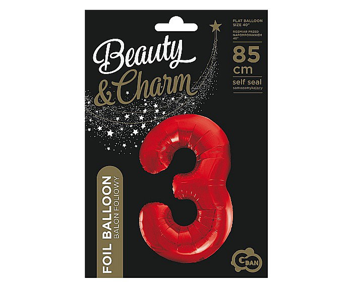 GOD BALON FOLIE ALUMINIU Number 3, red, 85cm BC-HCW3 [2]