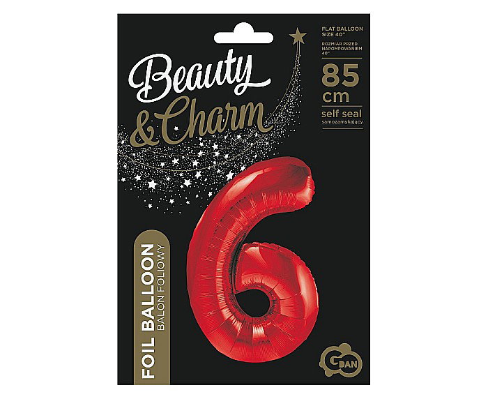 GOD BALON FOLIE ALUMINIU Number 6, red, 85cm BC-HCW6 [2]