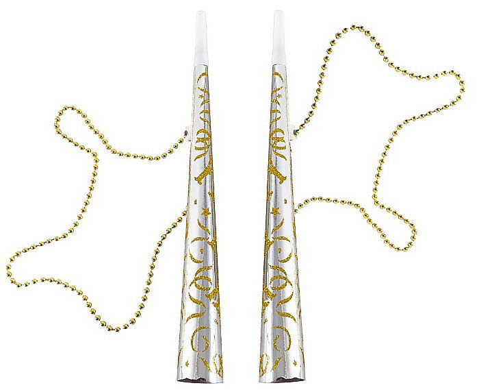 GOD TROMPETA DIN HARTIE PARTY Happy New Year, chain, silver with glitter 2/set PF-THNYS [1]
