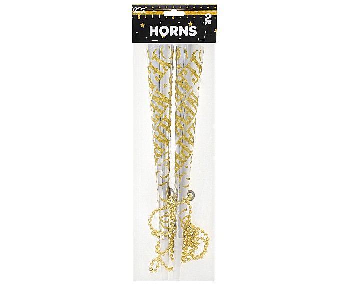GOD TROMPETA DIN HARTIE PARTY Happy New Year, chain, silver with glitter 2/set PF-THNYS [2]