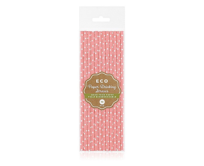 GOD PAIE DIN HARTIE PENTRU BAUTURI light pink with white dots, 12/set RP-JG12 [2]