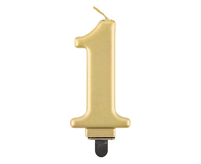 GOD LUMANARE TORT Number 1, metallic gold, 8cm PF-SCZ1 [1]