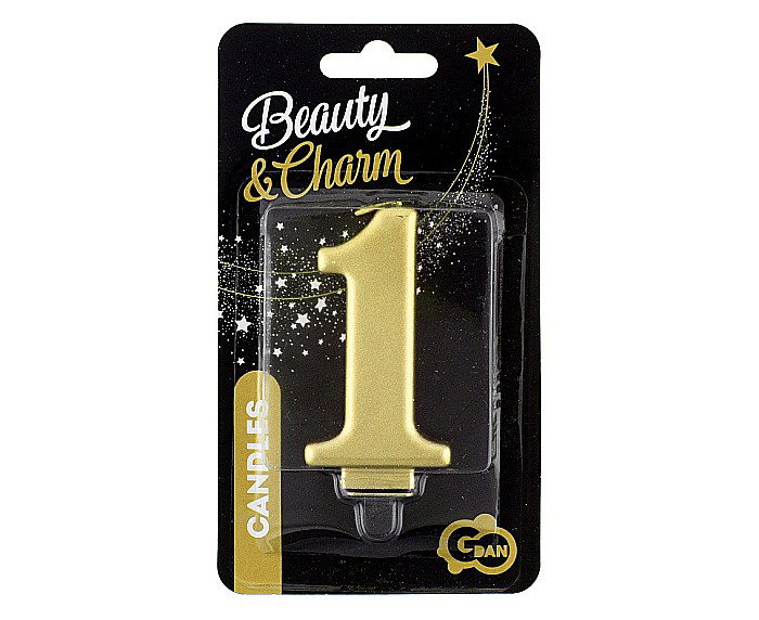 GOD LUMANARE TORT Number 1, metallic gold, 8cm PF-SCZ1 [2]