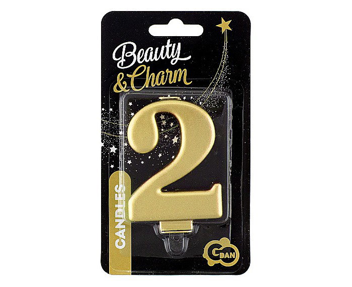 GOD LUMANARE TORT Number 2, metallic gold, 8cm PF-SCZ2 [2]
