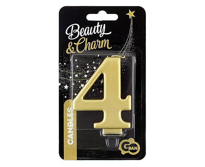 GOD LUMANARE TORT Number 4, metallic gold, 8cm PF-SCZ4 [2]