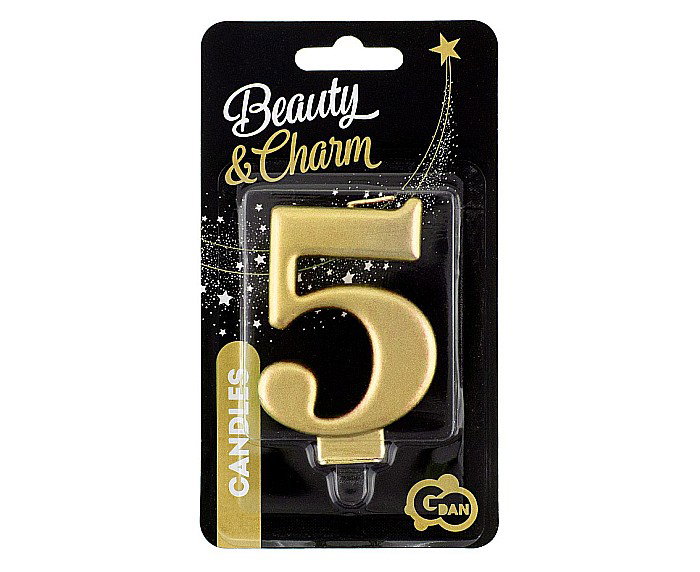 GOD LUMANARE TORT Number 5, metallic gold, 8cm PF-SCZ5 [2]