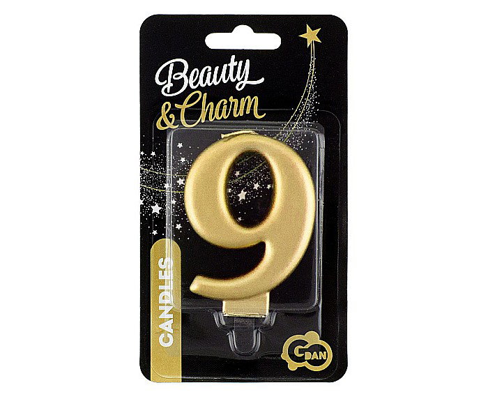 GOD LUMANARI TORT Number 9, metallic gold, 8cm PF-SCZ9 [2]