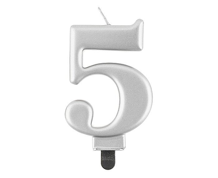 GOD LUMANARI TORT Number 5, metallic silver, 8cm PF-SCS5 [1]