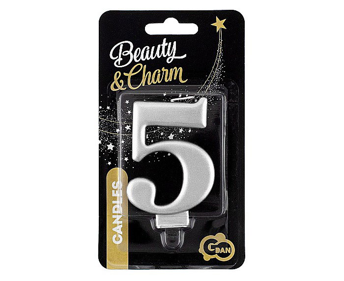 GOD LUMANARI TORT Number 5, metallic silver, 8cm PF-SCS5 [2]