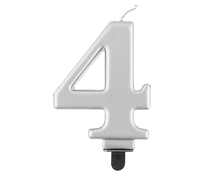 GOD LUMANARI TORT Number 4, metallic silver, 8cm PF-SCS4 [1]