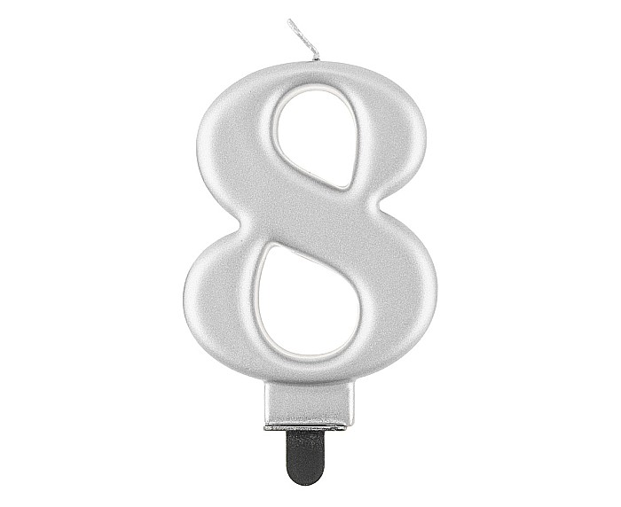GOD LUMANARI TORT Number 8, metallic silver, 8cm PF-SCS8 [1]