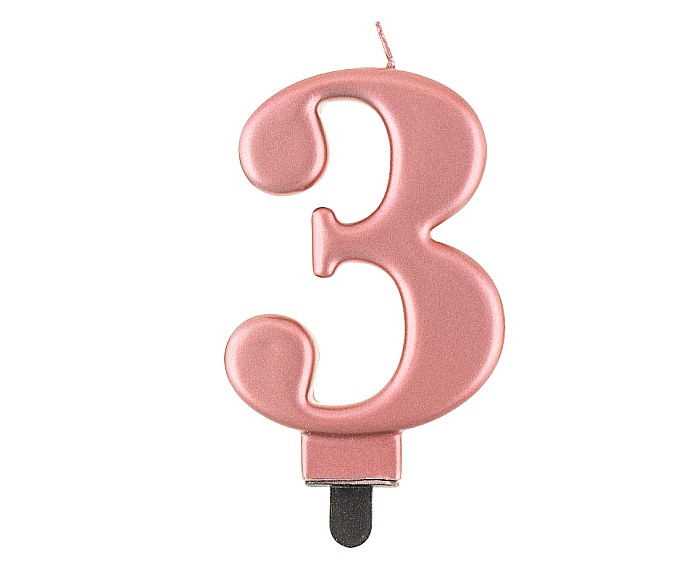 GOD LUMANARI TORT Number 3, metallic rose gold, 8cm PF-SCRZ3 [1]