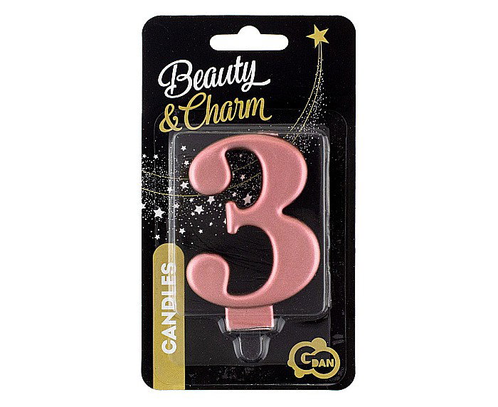 GOD LUMANARI TORT Number 3, metallic rose gold, 8cm PF-SCRZ3 [2]