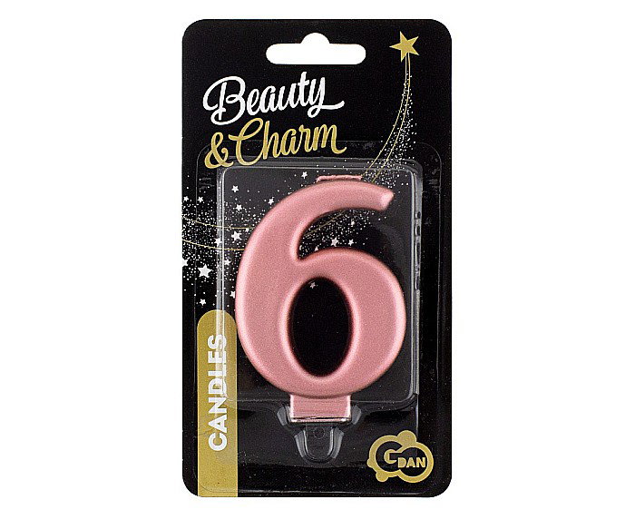 GOD LUMANARI TORT Number 6, metallic rose gold, 8cm PF-SCRZ6 [2]