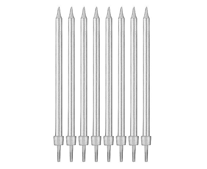 GOD LUMANARI TORT Birthday candles with holders, silver, 10cm 8/set PF-SUSR [1]