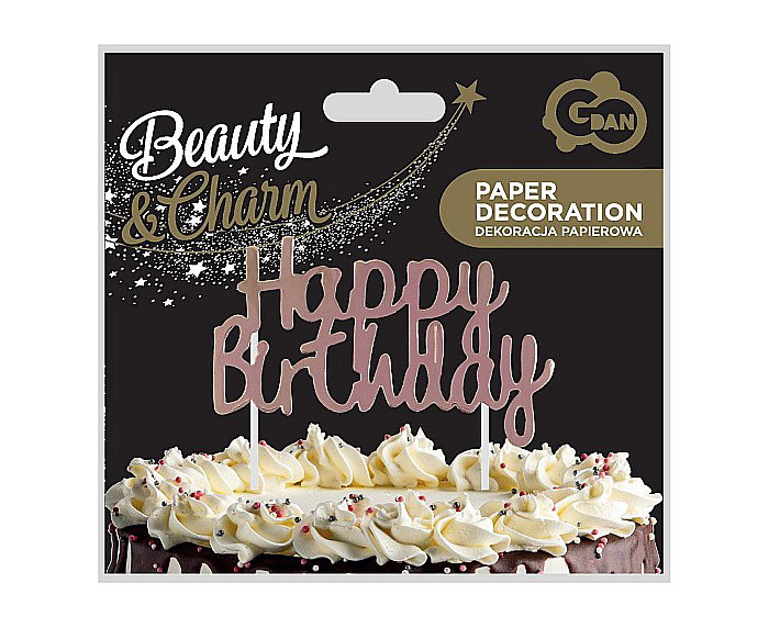 GOD DECORATIUNI PENTRU TORT Happy Birthday, rose-gold, 11*14cm PF-DPHR [2]